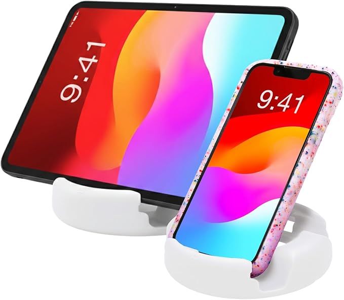 GoDonut Plus+ - Smartphone and Tablet Stand - Compatible with Lager Cases with Charging Port Access - for use at Work at Home Travel and on-the-go (White)