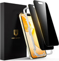 UNBREAKcable Privacy Screen Protector for iPhone 15 Full Coverage Shatterproof Tempered Glass [True 28°Anti Spy] [9H Hardness] [Easy Installation Frame] 2-Pack Private Screen for iPhone 15