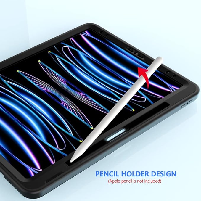 Puxicu Case for iPad Pro 13 Inch M4 (2024 Model 7th Generation) Heavy Duty Rugged Protective Built-in Pencil Holder Cover for iPad Pro 13 Black