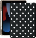 Cute White Polka Dot for iPad Pro 11 Inch Case (M5/M4) 2025/2024 with Pencil Holder Auto Sleep/Wake Black Leather Soft TPU Back Cover