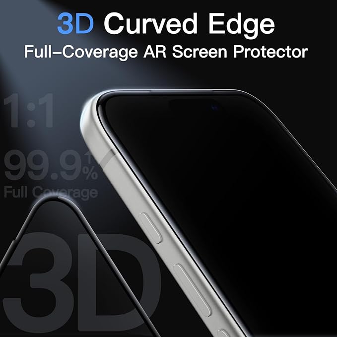 JETech Infinity AR Screen Protector for iPhone 17 Pro Max AR Anti-Reflective Coating 9H+ 3D Full Coverage Tempered Glass Military-Grade Shatterproof Smudge-Resistant Easy Install 1-Pack