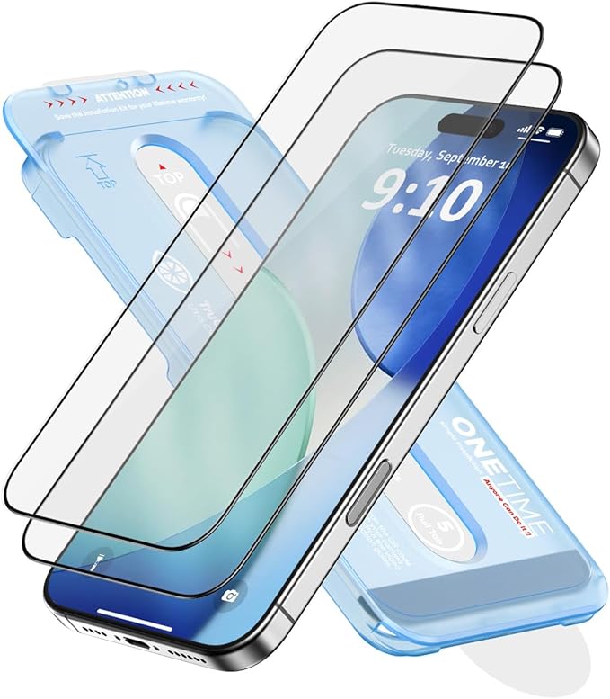 FLOLAB NanoArmour ONETIME 2 Pack for iPhone 17 Air Screen Protector Tempered Glass Ultra Clear InfinityEdge-to-Edge Easy Install Dust-Free Reinforced Edge