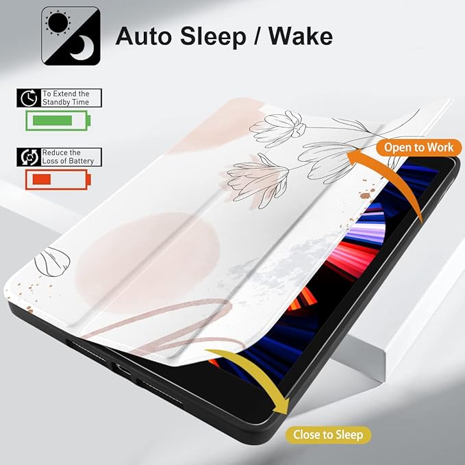 DONGKE Case Compatible with iPad 10.2 Inch 2021 2020 2019 iPad 9th/8th/7th Generation with Pencil Holder Slim Stand Protective Case with Soft TPU Back Auto Sleep/Wake Cover Abstract Flowers