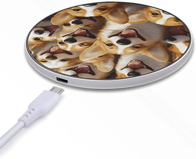 Cute Corgis Wireless Charger Anti-Slip Wireless Charging Pad Slim Charger Mat for Men Women