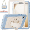 Case for Samsung Galaxy Tab A9 Case 8.7 Inch 2023 with 360 Rotating Hand Strap &amp Shoulder StrapProtective Case for Galaxy Tab A9 8.7 Tablet SM-X110/X115/X117 (Iceblue+White)
