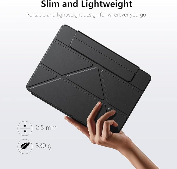 Case for iPad Air 13(M3 2025/M2 2024)&ampiPad Pro 12.9 (6th5th4th3rd Gen)Powerful Magnetic AttachmentSlim Trifold Stand CaseAuto Wake/SleepDurable Protection（Black）