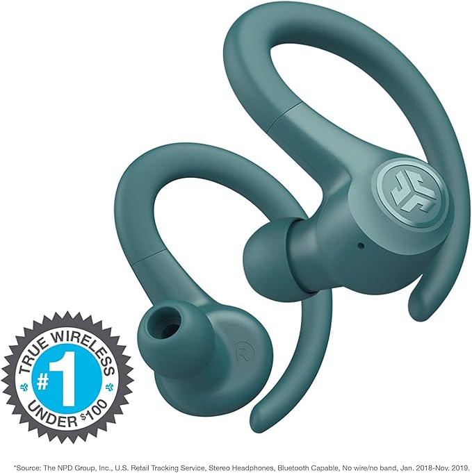 JLab Go Air Sport Wireless Workout Earbuds Teal Featuring C3 Clear Calling Secure Earhook Sport Design 32+ Hour Bluetooth Playtime and 3 EQ Sound Settings