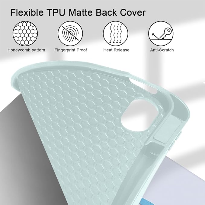 Tuiklol Case for iPad 10.2 Inch 2021 2020 2018 Release 9th / 8th / 7th Generation Built-in Pencil Holder TPU Protective Stand Back Cover Trifold Stand-Auto Wake/Sleep Bow-Blue