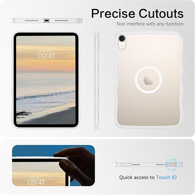 Telaso for iPad mini 7 A17 Pro 2024/iPad Mini 6 2021 8.3 Inch iPad mini 7th/6th Gen Wave Frame Design Magnetic Case Translucent Matte Back Soft TPU Bumper Case for iPad mini 7/Mini 6 Frosted Clear