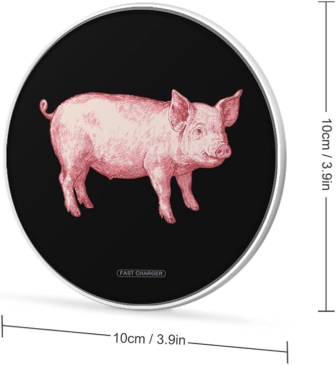 Pigs Art Fast Portable Charger 10W Funny Graphic Phone Charging Pad with USB Cable