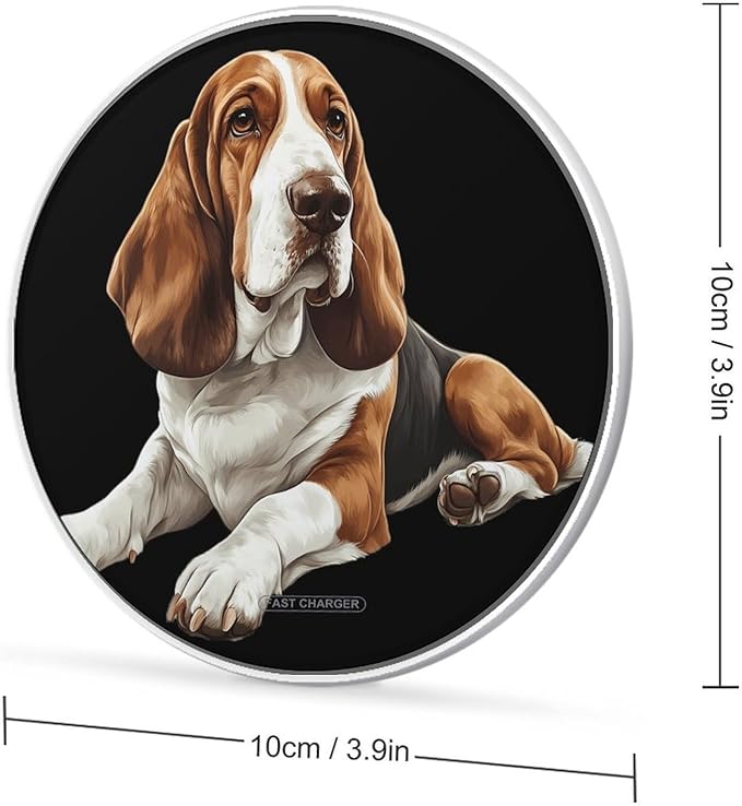 Cartoon Basset Hound Dog Phone Charger Magnetic Charging Pad Anti-Slip with USB Cable