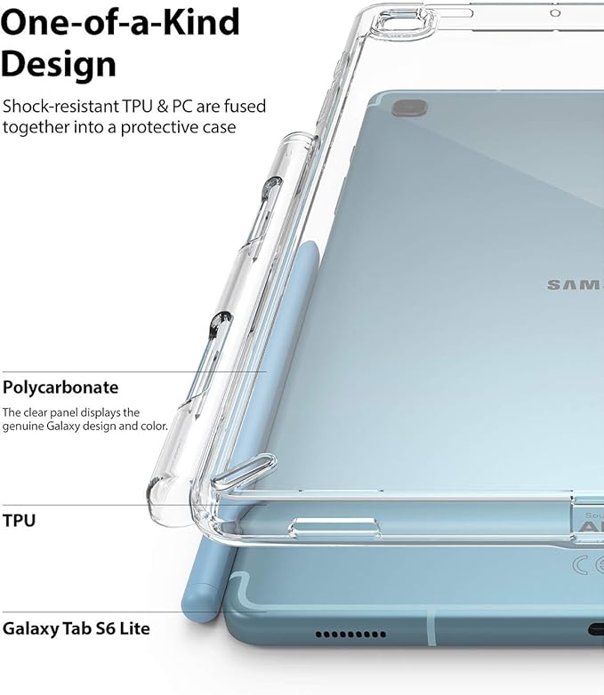 Ringke Fusion Case [Built-in Pen Holder] Compatible with Samsung Galaxy Tab S6 Lite Case 10.4 Inch 2024/2022 / 2020 Transparent Hard Back Shockproof Cover - Clear