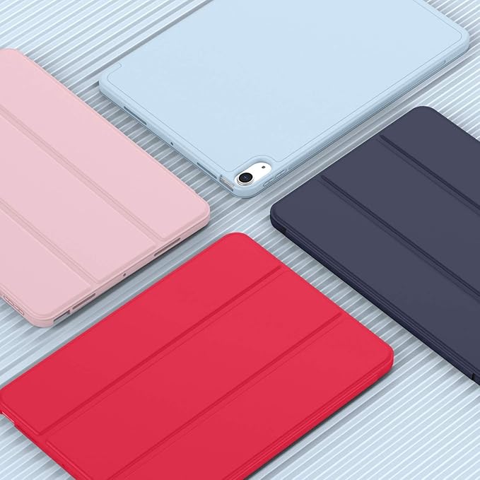 iMieet iPad Air 11 Inch Case M4/M3/M2(2026/2025/2024) iPad Air 5th/4th Generation Case 2022/2020 10.9 Inch with Pencil HolderTrifold Stand Smart Case with Soft TPU Back(Red)