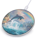 Dolphins Jumping Waterfall Rainbow Fast Portable Charger 10W Funny Graphic Phone Charging Pad with USB Cable