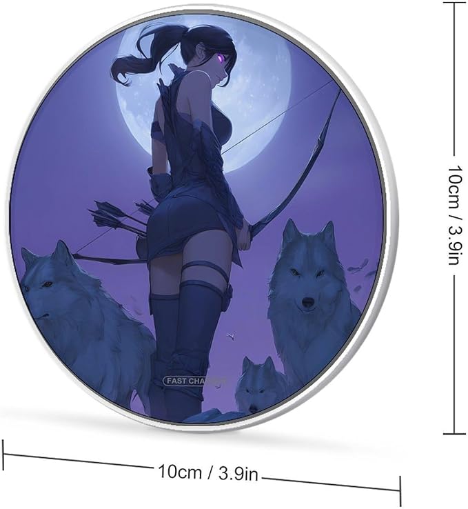 Archer Wolves Moon Fast Portable Charger 10W Funny Graphic Phone Charging Pad with USB Cable