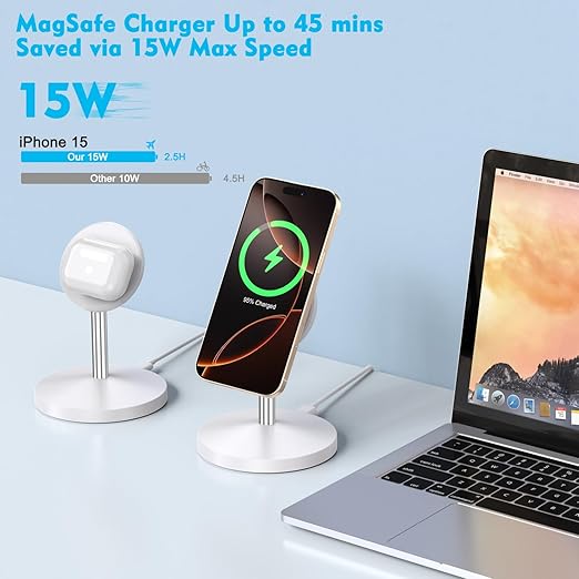 Magnetic Wireless Charger iPhone Charger Stand Stand Magnetic Pad2Pack Fast Magnet Charging Station for iPhone 16 ProMax/16 Plus/15/14/13/12 Apple Magnet Wireless Charging Station/AirPods Pro 2/3/4