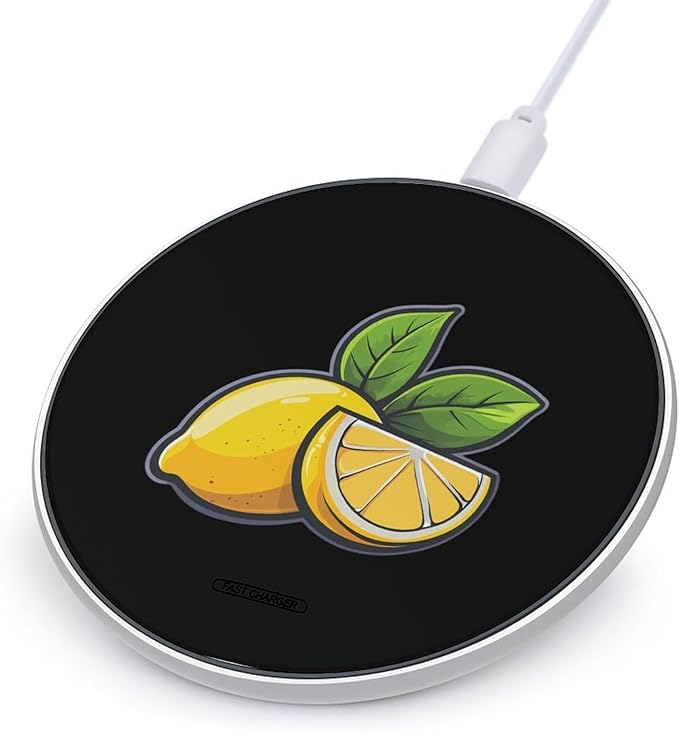 Lemon Print Wireless Charger Anti-Slip Wireless Charging Pad Slim Charger Mat for Men Women