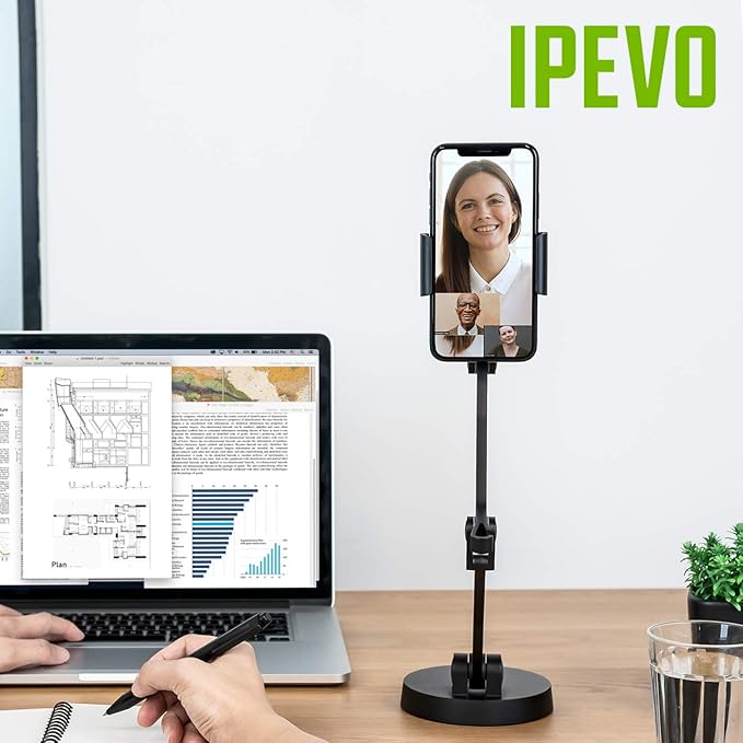 IPEVO Uplift Multi-Angle Arm for Smartphones Multi-Jointed Phone Holder for Visual Communication and Presentations Small Footprint Smartphone Stand for Remote Work and Distance Learning.