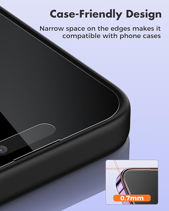 UNBREAKcable 4PCS Screen Protector for iPhone 14 Pro - 2 Privacy Tempered Glass+2 Clear Glass Double Shatterproof [Installation Frame] [9H Hardness] [Case Friendly] Anti-Scratch for iPhone 6.1 inch