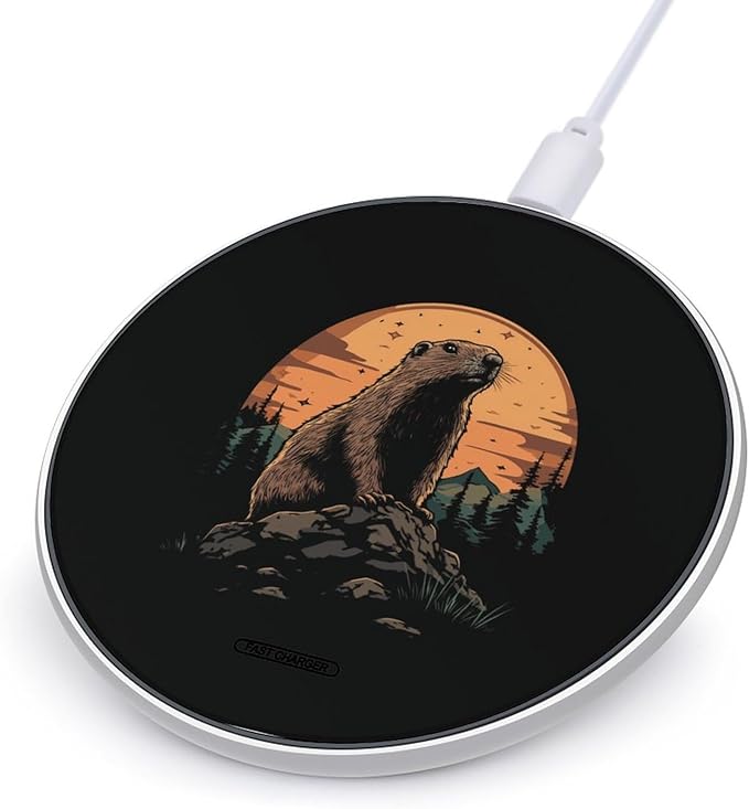 Funny Groundhoges Wireless Charger Anti-Slip Wireless Charging Pad Slim Charger Mat for Men Women