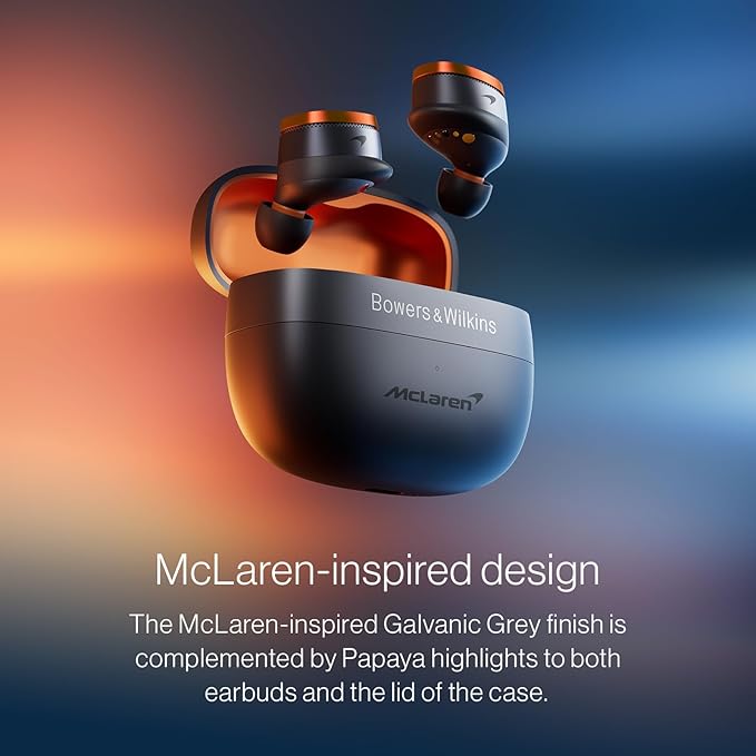 Bowers &amp Wilkins Pi8 McLaren Edition Wireless Earbuds in-Ear Bluetooth Earphones with Qualcomm Chipset &amp aptX Lossless Active Noise Cancelling Earbuds 3 Built-in Mics 15-Min Quick Charging
