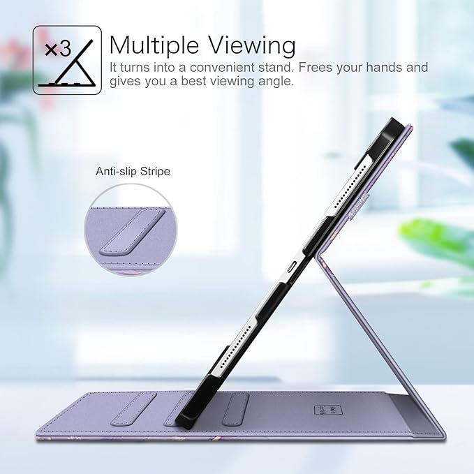 Fintie Folio Case for iPad Pro 12.9 6th Generation 2022 Multi-Angle Smart Stand Cover w/Pencil Holder &amp Pocket Also Fit iPad Pro 12.9 2021 5th &amp 2020 4th &amp 2018 3rd Gen Lilac Marble