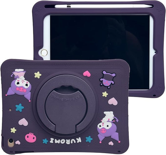 Cartoon Case for iPad Mini 1/2/3/4/5 7.9MONEHOYSY Cute Soft Silicone Kickstand [Drop ProofShock ProofAnti Slip] Back Stand Cover Case for Kids Children Teens Girls Boys (Kurom-4)