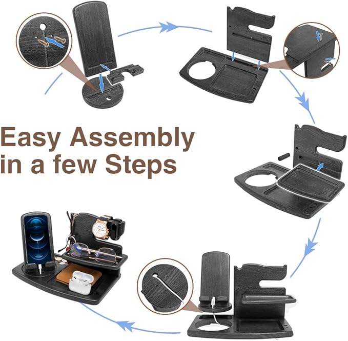 Gifts for Men Fathers Day Wood Phone Docking Station for Dad Desk or Nightstand Organizer Mens Gifts for Husband Birthday Gifts for MenGifts for Fathers Day Key Holder Wallet Watch &amp Essent