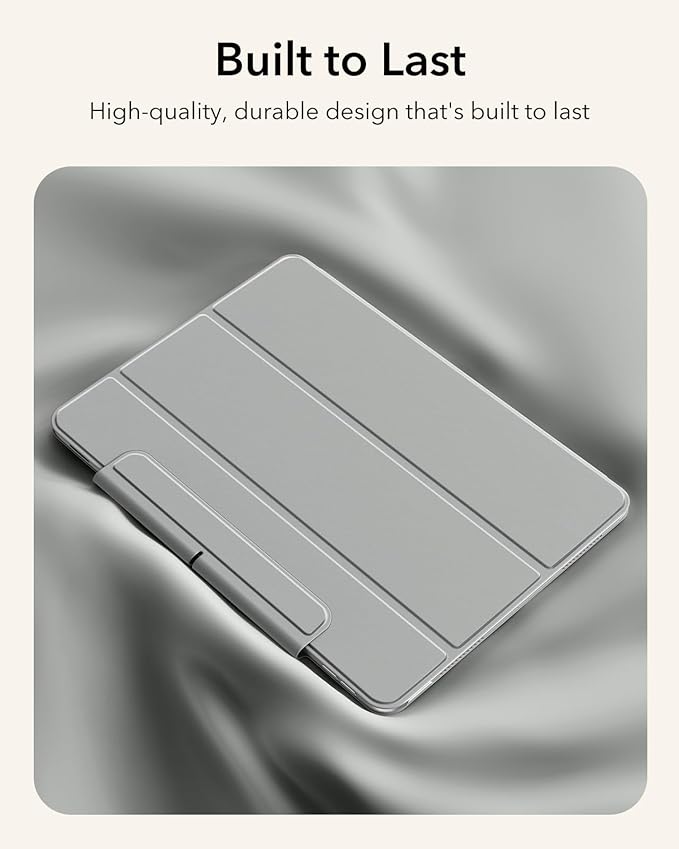 ESR for iPad Air 11 Inch Case M4/M3/M2 (2026/2025/2024) iPad Air 5th/4th Gen (2022/2020) Powerful Magnetic Attachment Slim Trifold Stand Case Auto Wake/Sleep Durable Protection Grey