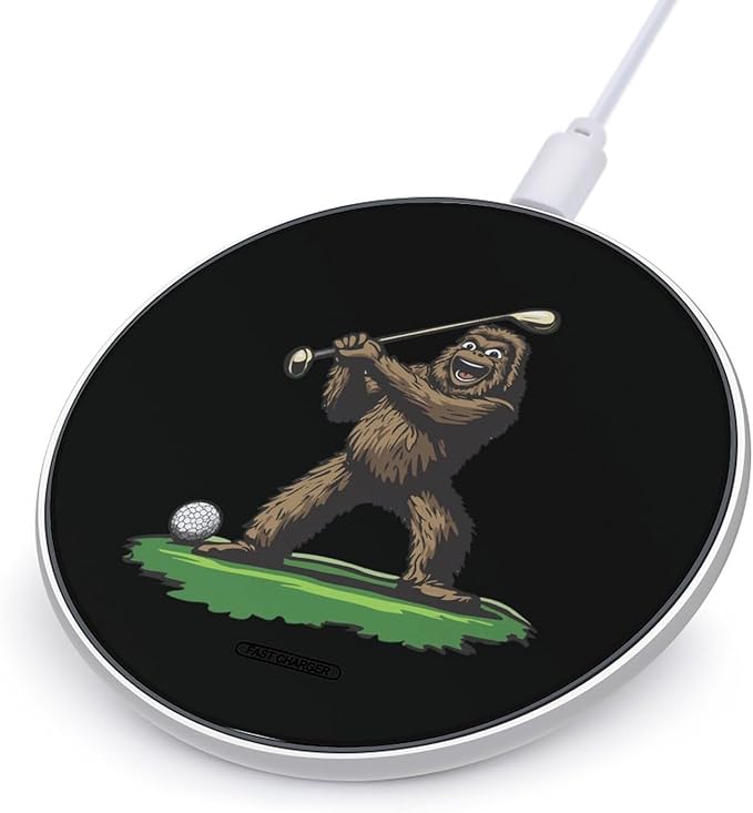 Sasquatch Playing Golf Wireless Charger Anti-Slip Wireless Charging Pad Slim Charger Mat for Men Women