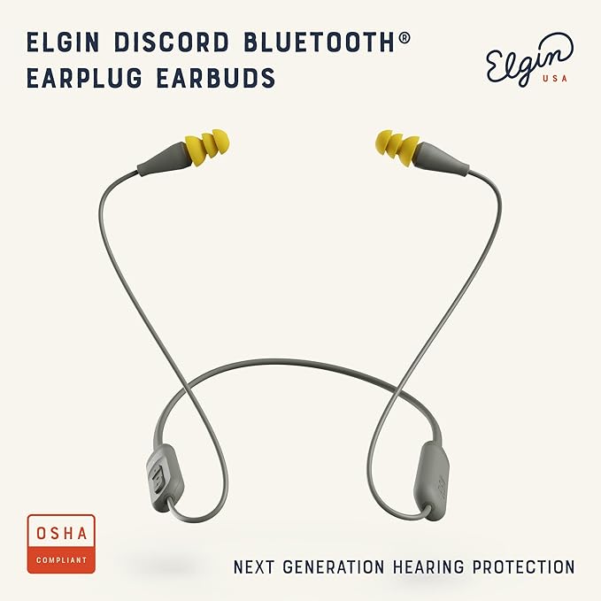 Elgin Discord Gen 2 Bluetooth Earplug Earbuds OSHA Compliant Noise-Isolating Safety Wireless Headphones All-Weather Earphones for Industrial Work and High-Noise Environments