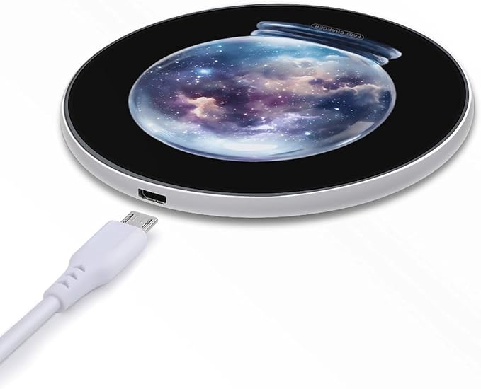 Crystal Ball Cosmos Galaxy Fast Portable Charger 10W Funny Graphic Phone Charging Pad with USB Cable