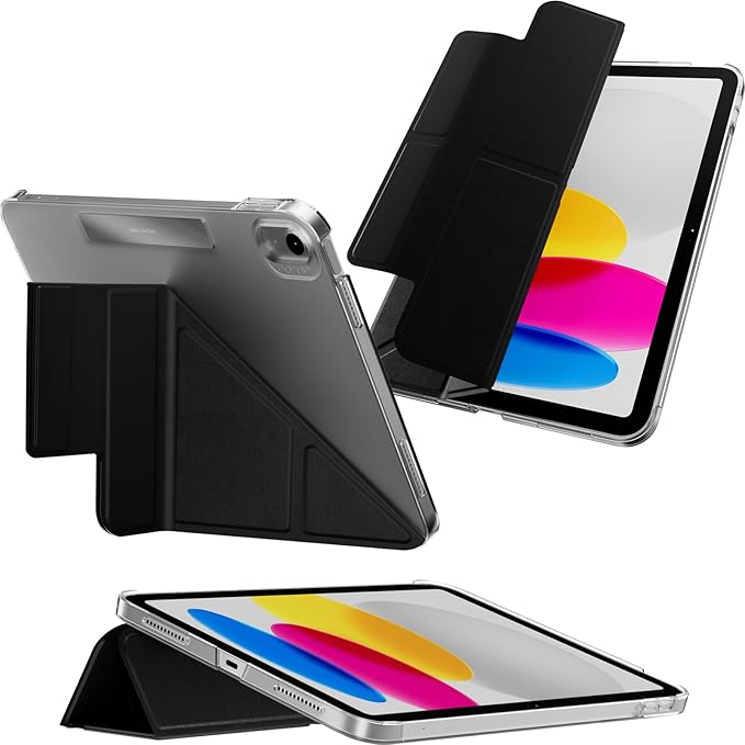 MAGEASY Designed for iPad (A16) 11 Gen Case (11) - Folio Case with Multi-fold Multi-Angle Stand Apple Pencil Holder Stain-Resistant Compatible with iPad 10th/11th Gen - Facet | Black