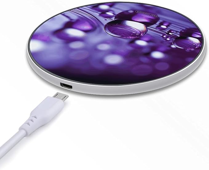 Purple Drops Wireless Charger Fast Wireless Charging Pad with USB Cable 10W Anti-Slip Magnetic Wireless Charger Portable Slim Charger Puck Travel Charging Station