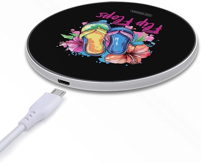 Flip Flops Flowers Wireless Charger Anti-Slip Wireless Charging Pad Slim Charger Mat for Men Women