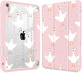 May Chen Case for iPad Air 13 Inch M4 2026 M3 2025 M2 2024 [Built-in Pencil Holder] Shockproof Cover with Clear Transparent Back Shell Auto Sleep/Wake Cover Goose Flower