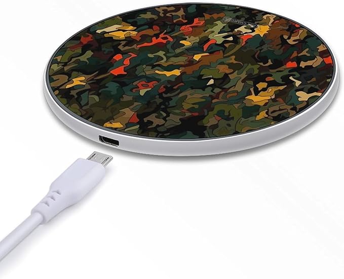 Rich Texture Pattern Wireless Charger Fast Wireless Charging Pad with USB Cable 10W Anti-Slip Magnetic Wireless Charger Portable Slim Charger Puck Travel Charging Station