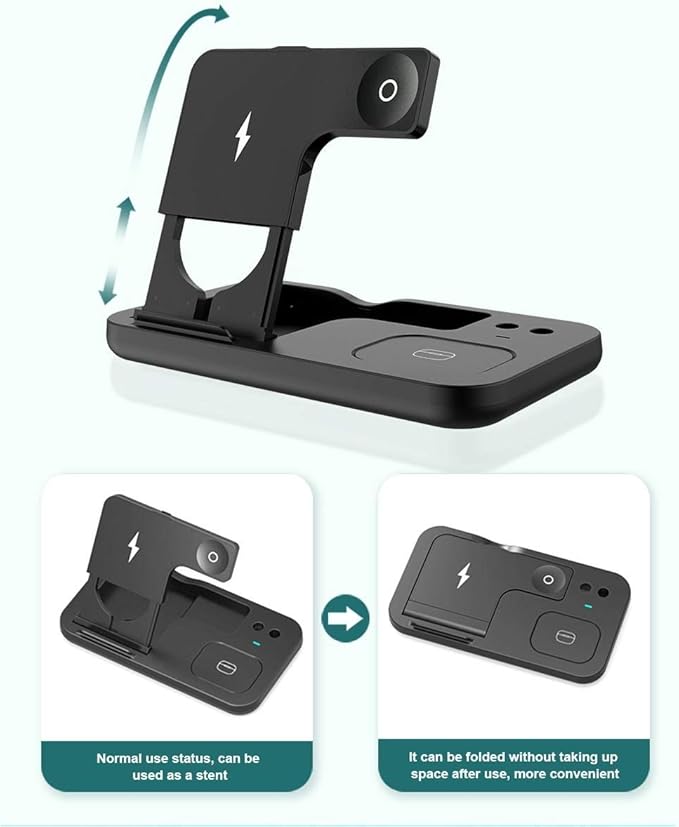 BoxWave Charger Compatible with Marshall Major IV - Wireless MultiCharge Desktop Stand Pro Qi Wireless 4 in1 Charger Stand Multiple Devices for Marshall Major IV - Jet Black