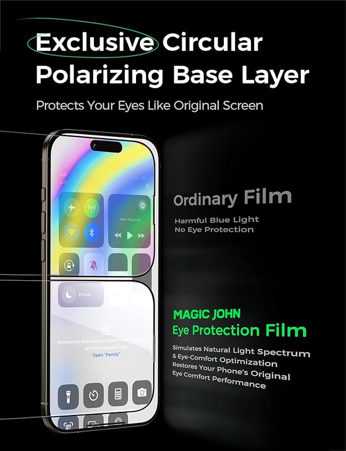 MAGIC JOHN 2 PACK for iPhone Air (6.5) Eye Protection Screen Protector HD Clear Auto Dust-Elimination 9H Tempered Glass &amp Scratch Resistance Full Edge Coverage
