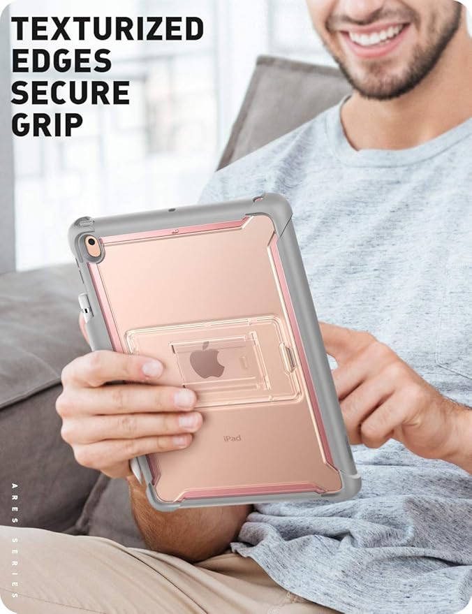 i-Blason Ares Case for New iPad 9th/8th/7th Generation iPad 10.2 2021/2020/2019 Case Full-Body Kickstand with Built-in Screen Protector Cover with Pencil Holder (Rosegold)