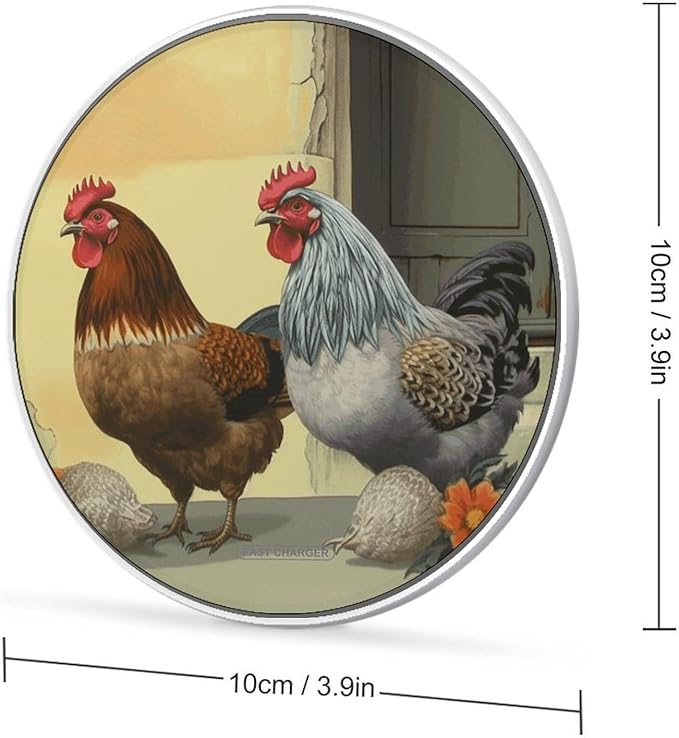 Italian Chickens Wireless Charger Fast Wireless Charging Pad with USB Cable 10W Anti-Slip Magnetic Wireless Charger Portable Slim Charger Puck Travel Charging Station