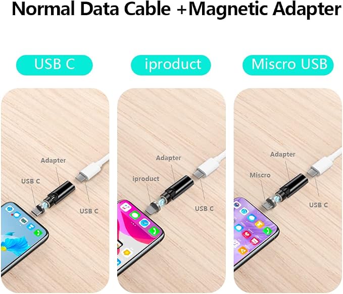 usb c magnetic adapter 540 rotate black 2pack