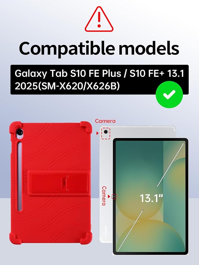 Case for Samsung Galaxy Tab S10 FE Plus/S10 FE+5G 13.1-Inch - Protective Cover with S Pen Holder &amp Multi-Angle Viewing Stand (Red)