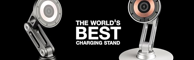 ClikDock Cell Phone Magnetic Wireless Charger Stand 360° Spin Aluminum Construction Compatible with MagSafe Phones for iPhone &amp Andriod (Navy)