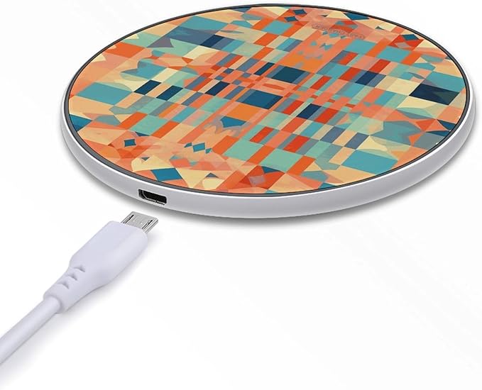 Light Colored Pattern Wireless Charger Fast Wireless Charging Pad with USB Cable 10W Anti-Slip Magnetic Wireless Charger Portable Slim Charger Puck Travel Charging Station