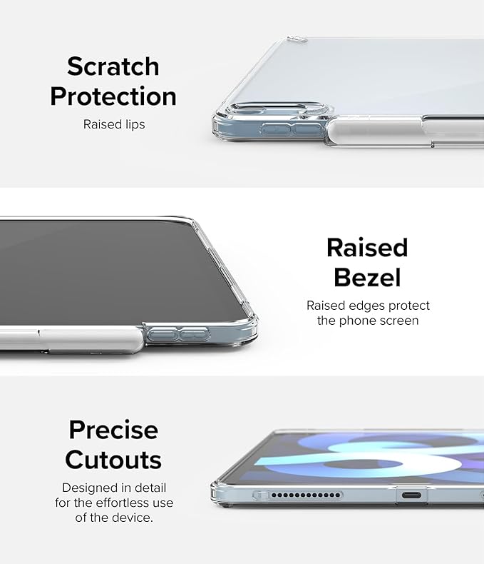 Ringke Fusion Compatible with iPad Air 11 Inch Case (M4 2026 &amp M3 2025 &amp M2 2024) Over Charge Prevention Cover with Pencil Holder for iPad Air 8th 7th 6th 5th 4th Generation - Clear