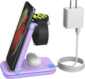 Multi Charger for Samsung Foldable Charger ONLY for Galaxy Watch Ultra/7/6/5/4/3/Active 2 Travel 3 in 1 Fast Charging Station/Dock for Samsung S24/S23/S22/S21/S20/Note 20 for Buds 3/2 Pro(Violet)