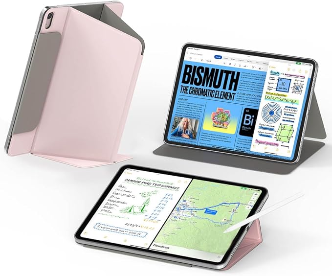 Feams V Fold Case for iPad (A16) 11th Generation 11 Inch 2025 iPad 10th Generation 10.9 Inch 2022 V-Shaped Standing Magnetic Detachable Clear Back Case with Portrait Mode &amp Auto Sleep Light Pin