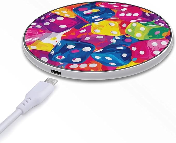 Colorful Dices Phone Charger Magnetic Charging Pad Anti-Slip with USB Cable