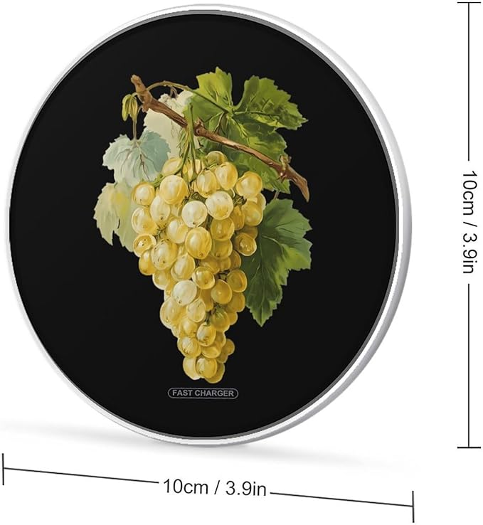 Vintage Grapes with Leaves Fast Portable Charger 10W Funny Graphic Phone Charging Pad with USB Cable